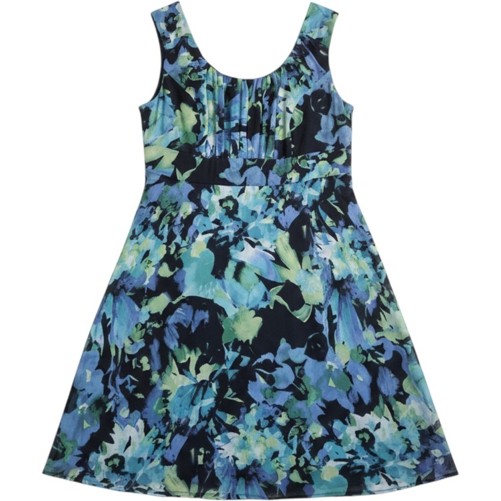 Dressbarn Dress Womens 20 Multicolor Floral Sleeveless Scoop Neck Fit & Flare